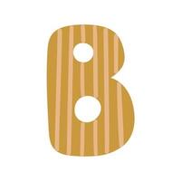 Letter B of English alphabet, doodle style decorated with simple abstract pattern vector illustration, cute funny decorative handwriting abc, handwritten font letters, lettering