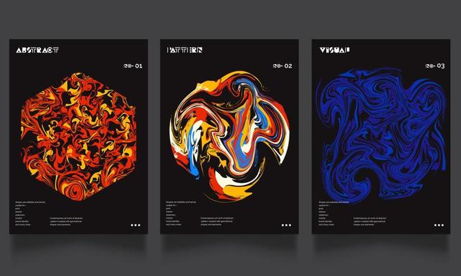 Liquid marble texture.liquid pattern art colorful poster. abstract geometric background. Liquid dynamic waves. Modern covers set. Cool trendy fluid gradient shape