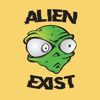 Alien Exist. Cartoonized Character Illustration. Perfect for sticker. vector