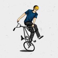 Young man doing bmx trick vector