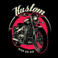 motocicleta vintage dibujada a mano. diseño de camiseta de vector retro