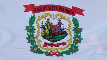 Flag of West Virginia state, region of the United States, waving at wind. 3d illustration photo