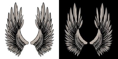 Wings Illustration in tattoo style vector