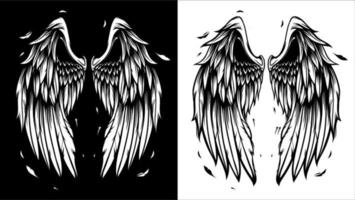 Wings Illustration in tattoo style vector