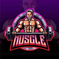 Muscle esport logo mascot design vector