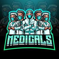 The mascot esport logo of the medical team fighting the corona virus vector