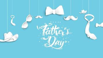 Happy Father Day greeting card, banner design with lettering, typography in three dimensional style vector