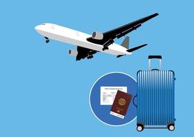 Airplane travel after covid19 vaccination with health passport vector