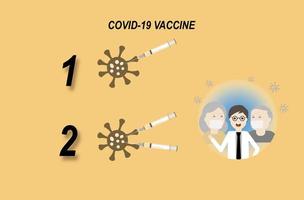 vacuna de dos dosis para la protección contra el coronavirus o covid-19. vector