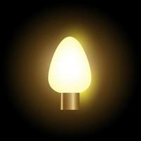 Glowing light bulb on black background vector
