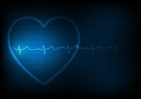 Illustration background of heart and electrocardiography on monitoring vector