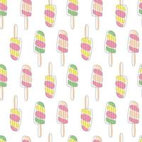 Seamless pattern of multicolored popsicle on a stick vector