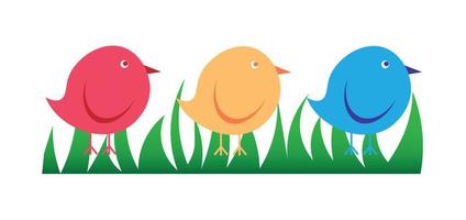Vector of the chick series, vector of colorful chicks on the grass. Great for icons, logos, or symbols.