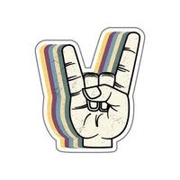 Símbolo de signo de rock and roll con gesto de mano de música de metal. vector