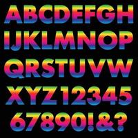 fuente de alfabeto de vector de arco iris degradado