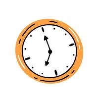 Wall clock in simple doodle style. Vector illustration.