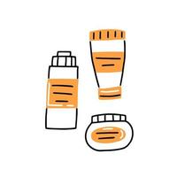 Cosmetic accessories in simple doodle style. Vector illustration.