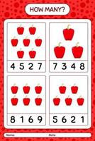 How many counting game with bell pepper. worksheet for preschool kids, kids activity sheet, printable worksheet vector