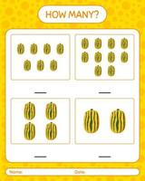 How many counting game with delicata squash. worksheet for preschool kids, kids activity sheet, printable worksheet vector