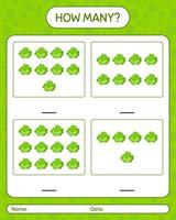 How many counting game with cabbage. worksheet for preschool kids, kids activity sheet, printable worksheet vector