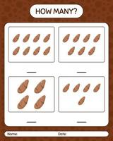 How many counting game with yam root. worksheet for preschool kids, kids activity sheet, printable worksheet vector