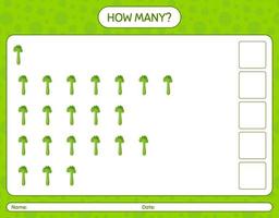 How many counting game with celery. worksheet for preschool kids, kids activity sheet, printable worksheet vector