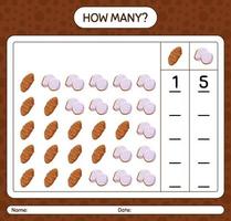 How many counting game with taro root. worksheet for preschool kids, kids activity sheet, printable worksheet vector