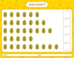 How many counting game with delicata squash. worksheet for preschool kids, kids activity sheet, printable worksheet vector