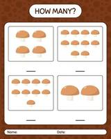 How many counting game with mushroom. worksheet for preschool kids, kids activity sheet, printable worksheet vector