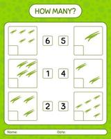 How many counting game with green bean. worksheet for preschool kids, kids activity sheet, printable worksheet vector