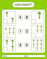 How many counting game with celery. worksheet for preschool kids, kids activity sheet, printable worksheet vector