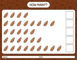 How many counting game with yam root. worksheet for preschool kids, kids activity sheet, printable worksheet vector