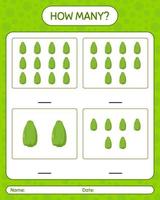 How many counting game with chayote. worksheet for preschool kids, kids activity sheet, printable worksheet vector