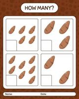 How many counting game with yam root. worksheet for preschool kids, kids activity sheet, printable worksheet vector