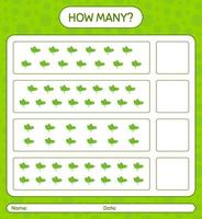 How many counting game with spinach. worksheet for preschool kids, kids activity sheet, printable worksheet vector