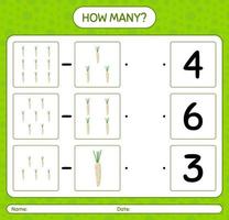 How many counting game with hamburg parsley. worksheet for preschool kids, kids activity sheet, printable worksheet vector