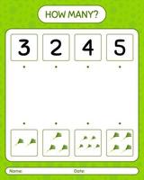 How many counting game with leek. worksheet for preschool kids, kids activity sheet, printable worksheet vector