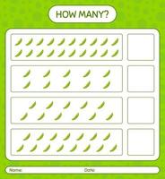 How many counting game with bitter melon. worksheet for preschool kids, kids activity sheet, printable worksheet vector