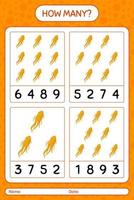 How many counting game with ginseng. worksheet for preschool kids, kids activity sheet, printable worksheet vector