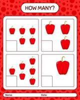 How many counting game with bell pepper. worksheet for preschool kids, kids activity sheet, printable worksheet vector