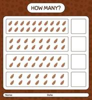 How many counting game with yam root. worksheet for preschool kids, kids activity sheet, printable worksheet vector