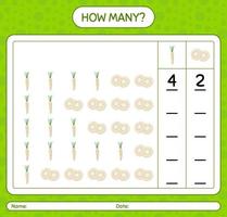 How many counting game with hamburg parsley. worksheet for preschool kids, kids activity sheet, printable worksheet vector