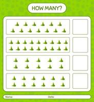 How many counting game with bamboo shoot. worksheet for preschool kids, kids activity sheet, printable worksheet vector