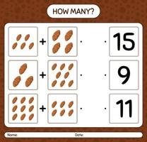 How many counting game with taro root. worksheet for preschool kids, kids activity sheet, printable worksheet vector