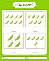 How many counting game with bitter melon. worksheet for preschool kids, kids activity sheet, printable worksheet vector