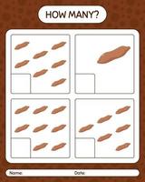 How many counting game with sweet potato. worksheet for preschool kids, kids activity sheet, printable worksheet vector