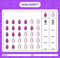 How many counting game with shallots. worksheet for preschool kids, kids activity sheet, printable worksheet vector