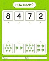 How many counting game with komatsuna. worksheet for preschool kids, kids activity sheet, printable worksheet vector