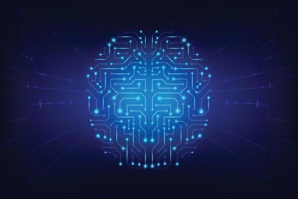 Vector abstract electric circuit digital brain with concept artificuial intelligence.