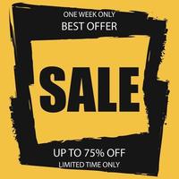 Black-yellow sale poster or discount banner for web pages, social media posts or social network stories. Sell-out or reduction broadsheet or flyer for promo of seasonal special offers. vector